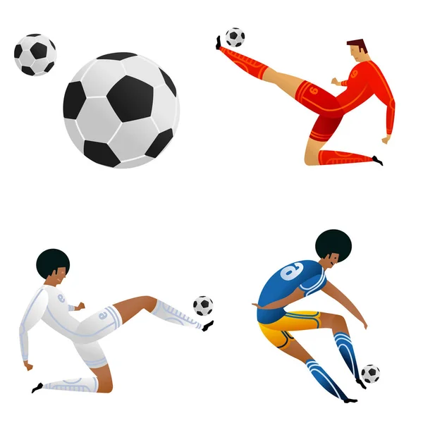 Színes szett futballista — Stock Vector