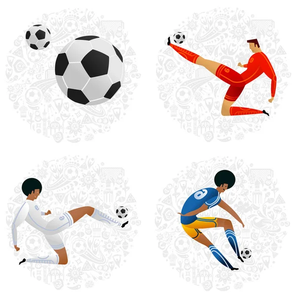 Futbolista coloreado conjunto — Archivo Imágenes Vectoriales