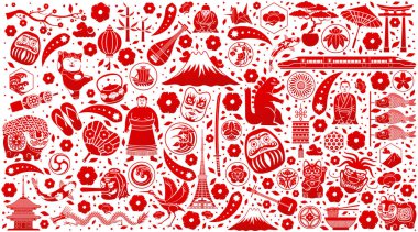 Vektör illüstrasyon renk arkaplanı Japonya 'ya hoş geldiniz