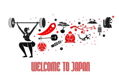 Vektör illüstrasyon Japon sembolü. Japonya 'ya hoş geldiniz.