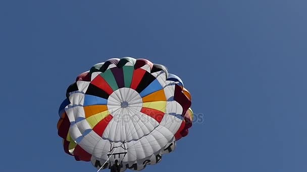Andare in paracadutismo in una giornata di sole al rallentatore — Video Stock