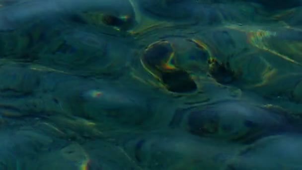 Background - the Emerald Texture of the Surface Sea Water Close up in Slow Motion — Stock Video