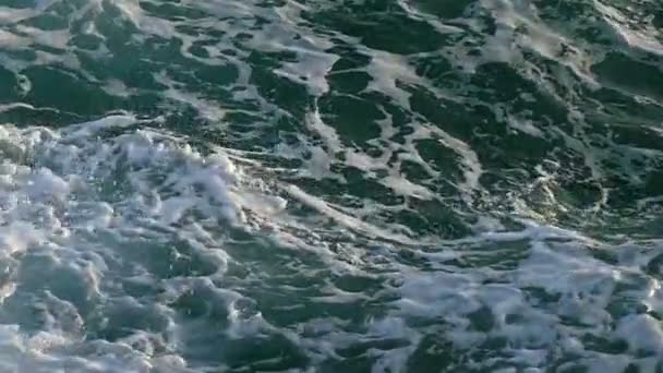 Stormande vågor av Röda havet täckt med skummande kammar på en solig dag i sommar — Stockvideo