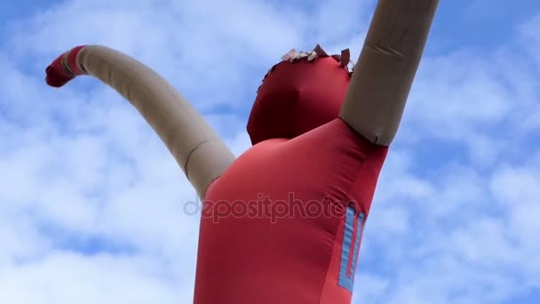 Una bonita figura de payaso inflada con aire al aire libre — Vídeo de stock