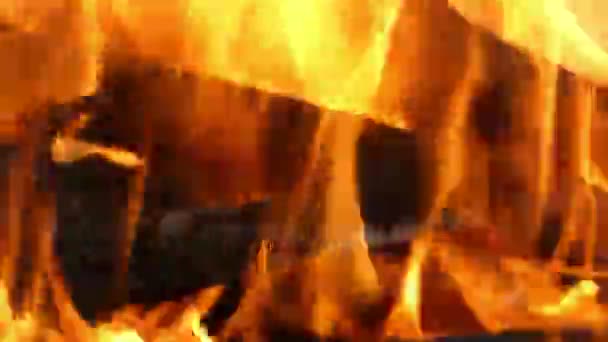 令人着迷的橙色火焰做烧烤烹饪 — 图库视频影像