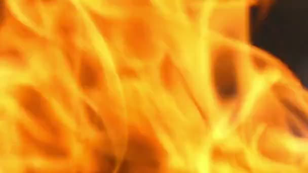Closeup plamen ohně na trávníku v pomalém pohybu — Stock video