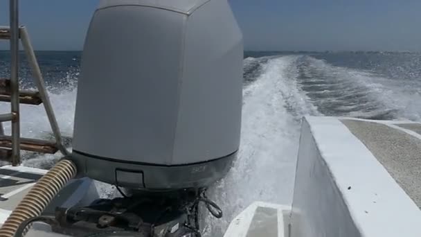 Моторний човен двигун рухається powerboat в Чорному морі — стокове відео