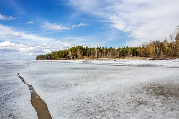 Bahar manzara Sibirya Nehri üzerinde