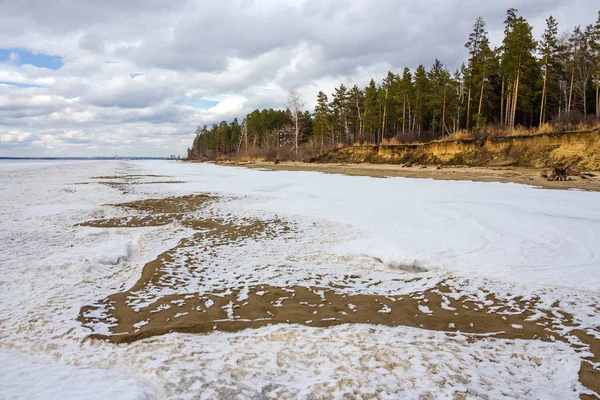 Deshielo Primavera Hielo Río Embalse Óblast Novosibirsk Siberia —  Fotos de Stock