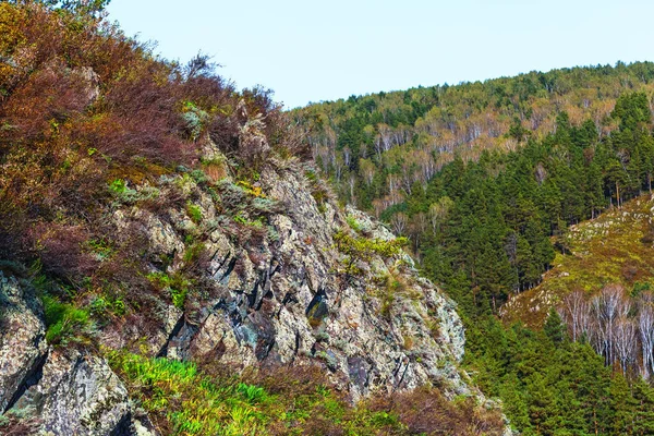 Berd Rocks Nature Monument Regional Value Autumn Landscape Novososedovo Siberia — Stock Photo, Image