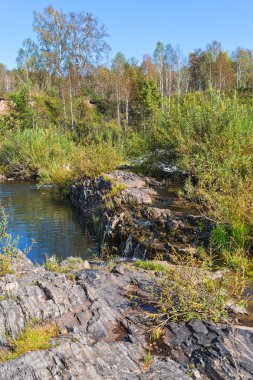 Suenginskiy şelale. Altın Nehri Suenga, Maslyaninsky district, Novosibirsk Oblastı, Sibirya, Rusya Federasyonu