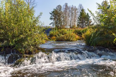 Suenginskiy şelale. Altın Nehri Suenga, Maslyaninsky district, Novosibirsk Oblastı, Sibirya, Rusya Federasyonu