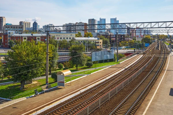 Die Stadt Nowosibirsk Sibirien Russland September 2017 Eisenbahngelände Des Nowosibirsker — Stockfoto