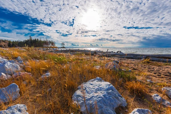 Natursteine Der Küste Des Golfs Von Des Nowosibirsk Reservoirs Berdsk — Stockfoto