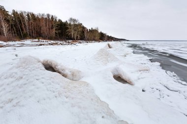 Kış buz manzara Nehri üzerinde. Ob nehir, Sibirya