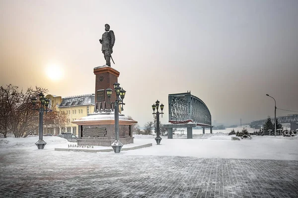 Novosibirsk Siberië Rusland Februari 2018 Monument Van Russische Keizer Alexander — Stockfoto