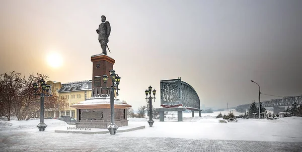 Het monument voor Russische keizer Alexander de derde. Novosibirsk — Stockfoto