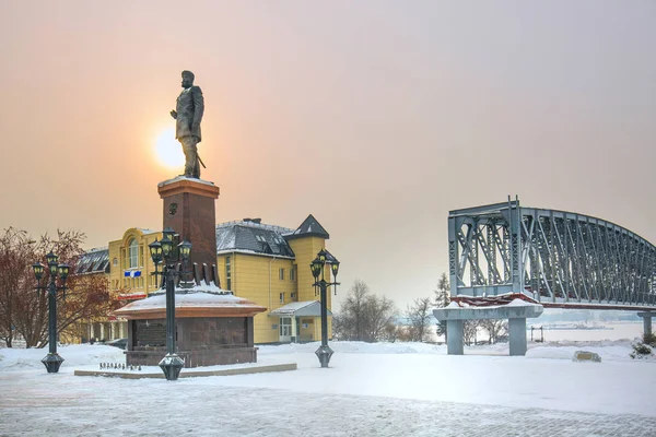 Novosibirsk Siberië Rusland Februari 2018 Monument Van Russische Keizer Alexander — Stockfoto