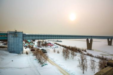 Novosibirsk metro Köprüsü. Ob nehir, Novosibirsk, Rusya Federasyonu