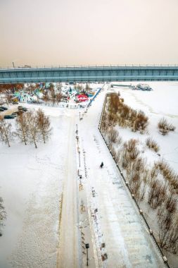 Novosibirsk metro Köprüsü. Ob nehir, Novosibirsk, Rusya Federasyonu