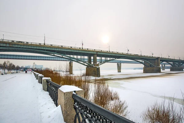 Novosibirsk Sibéria Rússia Fevereiro 2018 Ponte Interior Metrô Novosibirsk Ponte — Fotografia de Stock