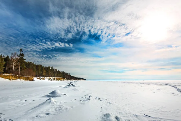 Vinterlandskap. Floden Ob, västra Sibirien — Stockfoto