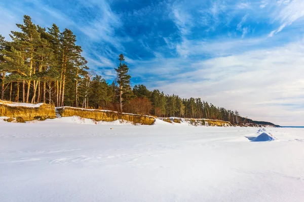 Snow Covered Sea Sunny Day March Reservoir Novosibirsk Region Western — Stock Photo, Image