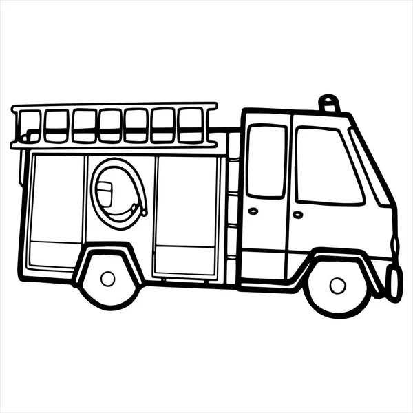 Camion dei pompieri illustrazione cartone animato isolato su bianco — Vettoriale Stock