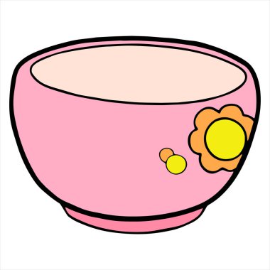 Beyaz arka plan üzerinde çizgi film kase renk vektör çizim