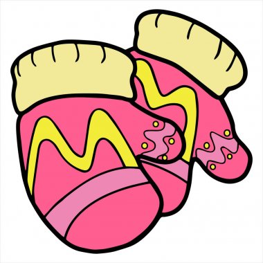 Beyaz arka plan üzerinde çizgi film eldiven renk vektör çizim