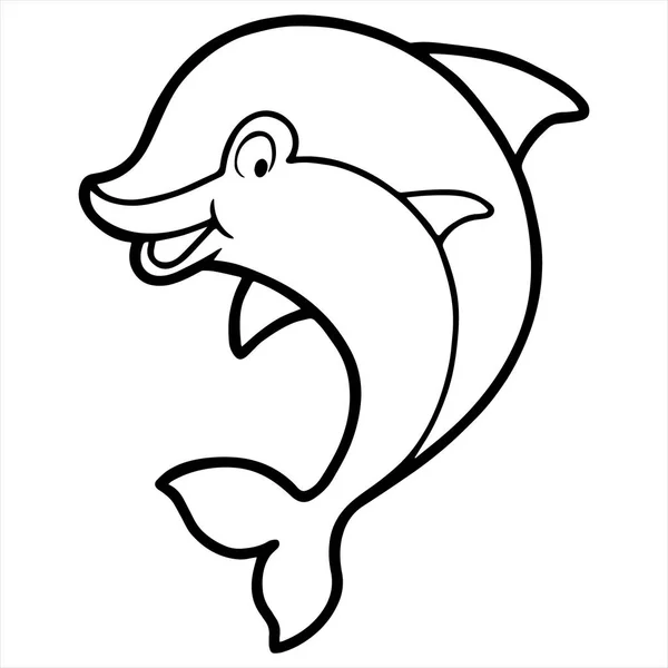 Векторная иллюстрация мультфильма "Дельфин" на белом фоне — стоковый вектор