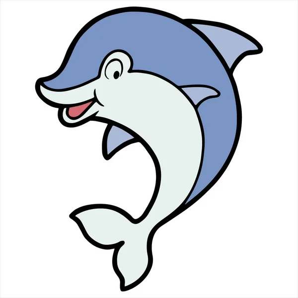 白い背景の漫画イルカ色のベクトル図 — ストックベクタ