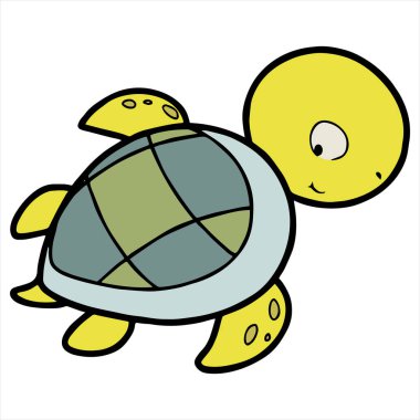 Beyaz arka plan üzerinde çizgi film kaplumbağa renk vektör çizim