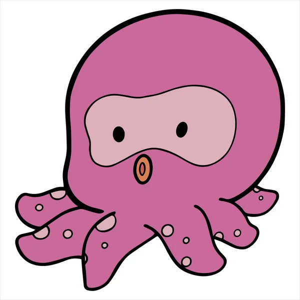 Vector illustration of Cartoon Octopus Color on the white background — Stock Vector