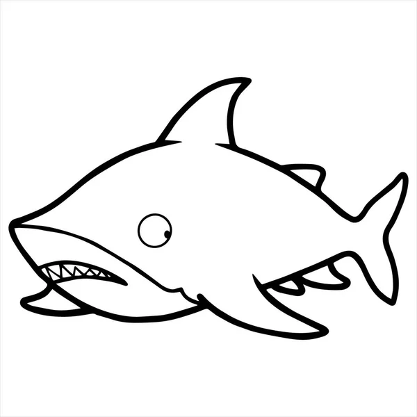 白色背景下卡通鲨鱼的矢量插图 — 图库矢量图片