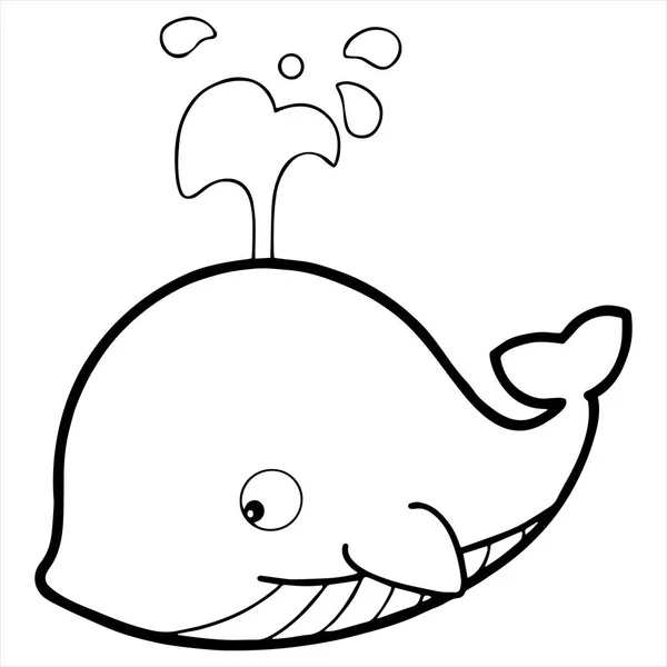 Ilustración vectorial de la ballena de dibujos animados sobre el fondo blanco — Vector de stock