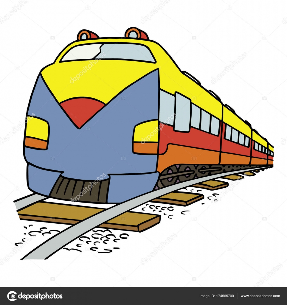 Illustration de vecteur de dessin animé Train couleur sur fond blanc — Image vectorielle