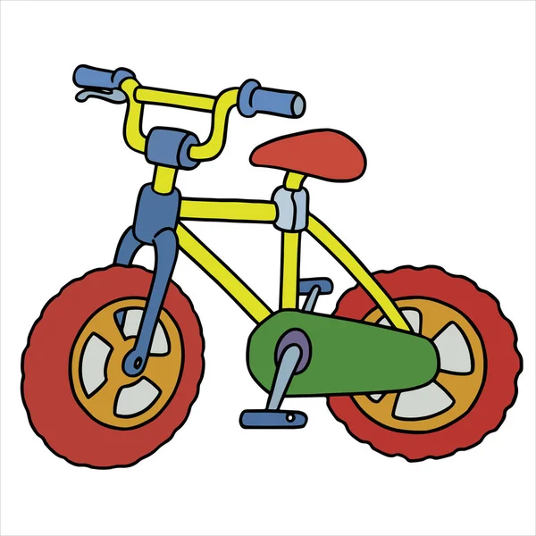 Ilustración vectorial del color de la bicicleta de dibujos animados en el fondo blanco — Archivo Imágenes Vectoriales