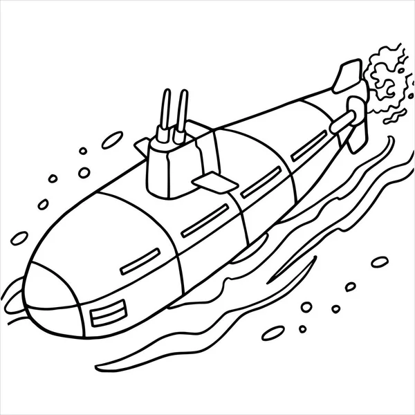 Ilustración vectorial del submarino de dibujos animados sobre el fondo blanco — Vector de stock