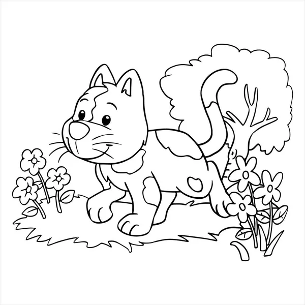 Ilustración vectorial de Cartoon Cat sobre fondo blanco — Vector de stock