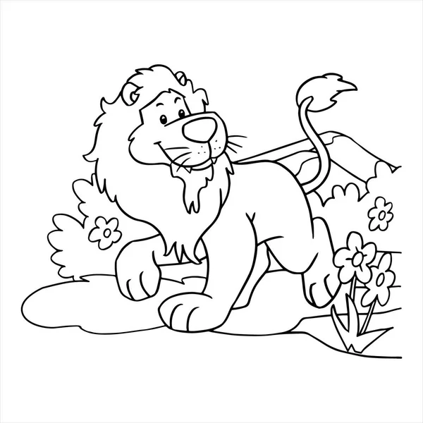 Vektoros illusztráció rajzfilm oroszlán a fehér háttér — Stock Vector