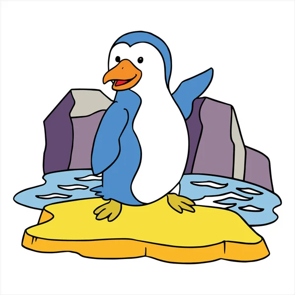 Vectorillustratie van Cartoon Penguin kleur op de witte achtergrond — Stockvector