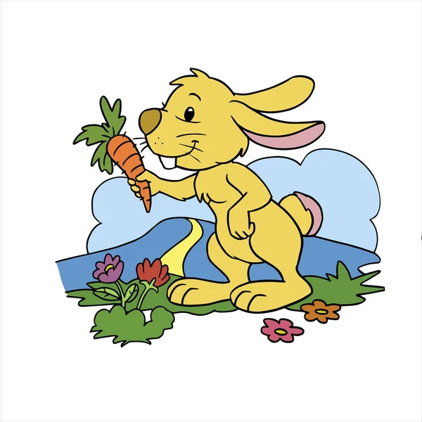 Illustration vectorielle de Cartoon Rabbit Color sur fond blanc — Image vectorielle
