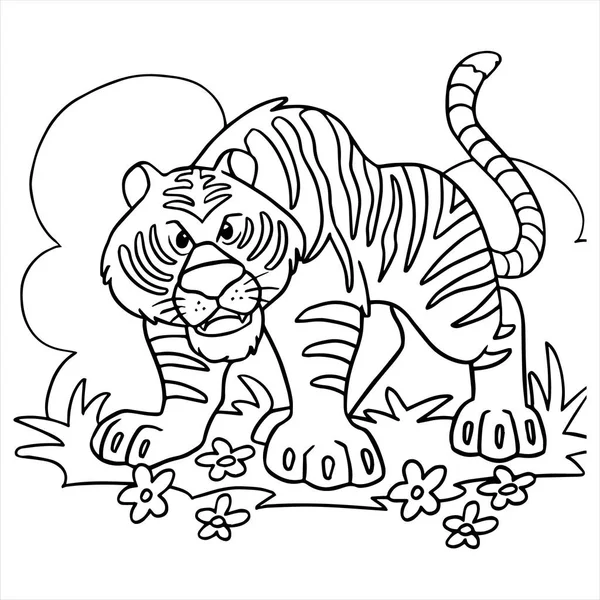 白い背景の漫画虎のベクトル図 — ストックベクタ