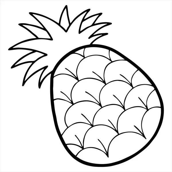 Illustration Vectorielle Cartoon Ananas Sur Fond Blanc — Image vectorielle