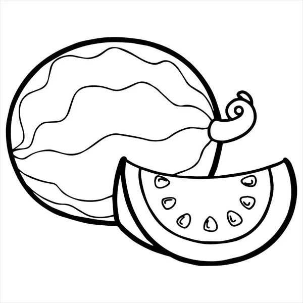 白い背景の漫画ウォーター メロンのベクトル図 — ストックベクタ