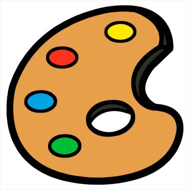 Vektör çizim karikatür palet rengi beyaz zemin üzerine