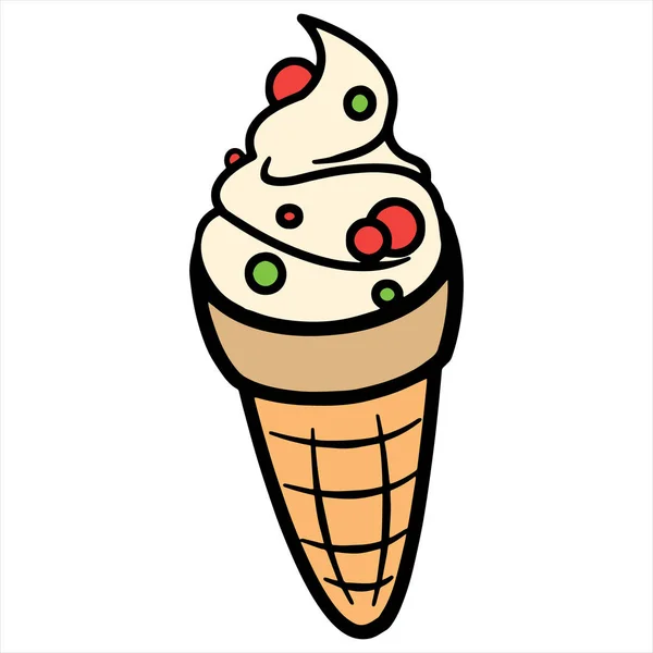 Illustration Vectorielle Cartoon Ice Cream Color Sur Fond Blanc — Image vectorielle