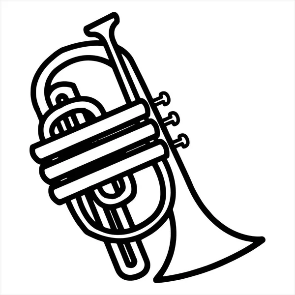 Sevimli Çizgi Trompet Çocuk Için Beyaz Arka Plan Üzerinde Yazdırır — Stok Vektör