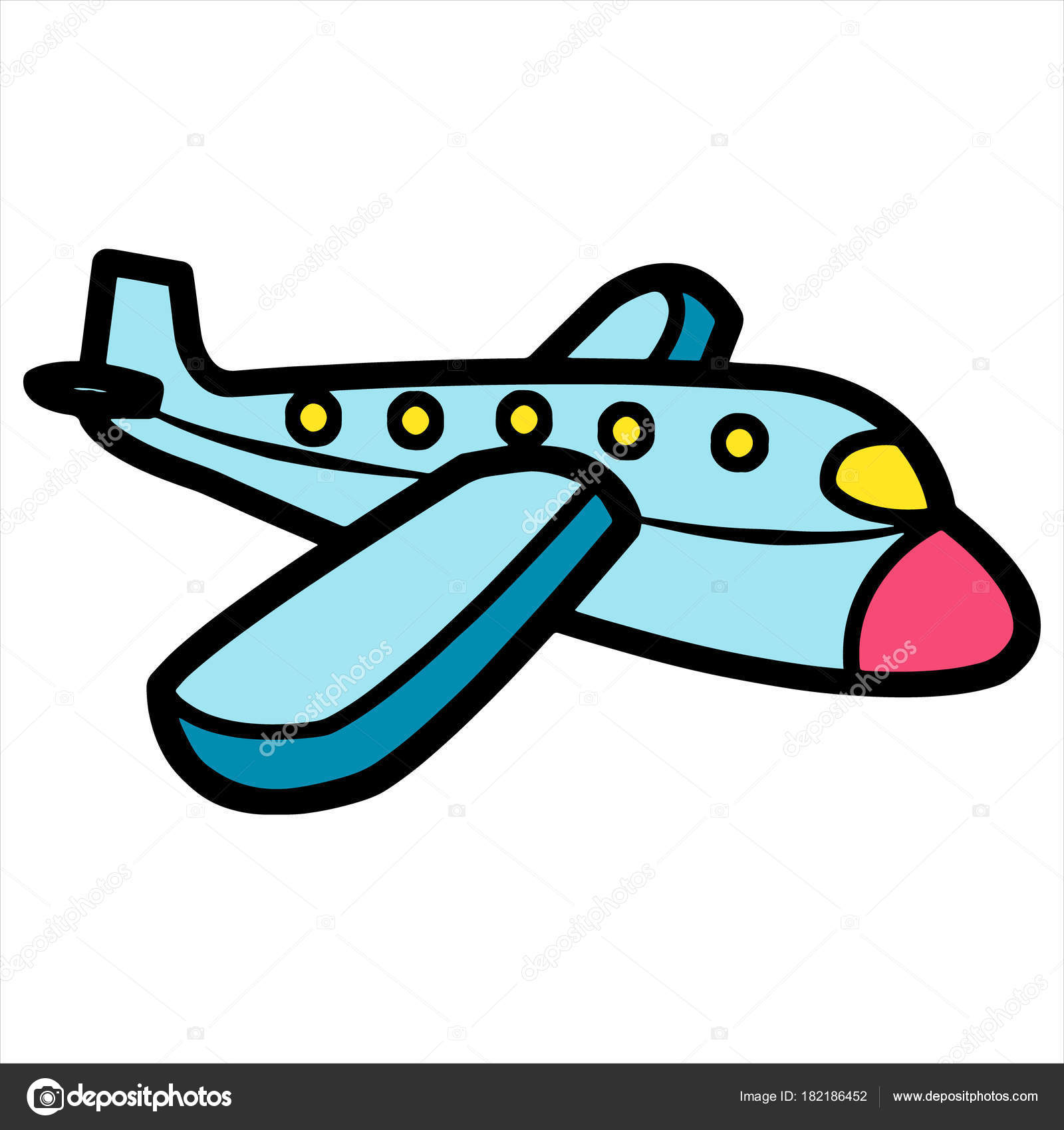 Cute Cartoon Plane White Background Childrens Prints Shirt Color Book